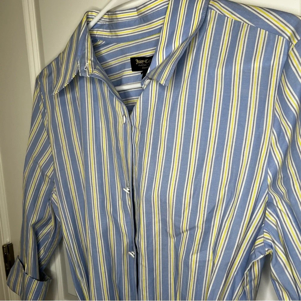 Juicy Couture Black Label Dress Size‎ Small Blue Yellow White Stripe Cotton